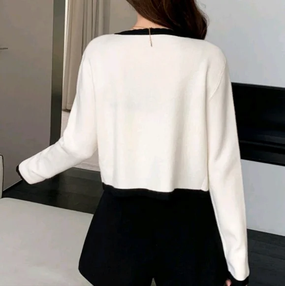 2pcs/Set Women Contrast Color Sleeveless Cardigan - Picture 4 of 4